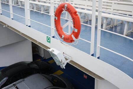 Taman, Russia-June 11, 2015: Details of the interior of the ferryのeditorial素材