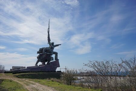 Monument to soldier and sailor against the skyの写真素材