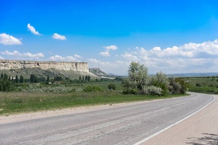 The road passing by the rocks of AK-Kay - sights of the Crimea.の写真素材