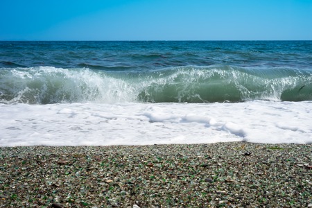 Marine landscape with views of Glass beach. Vladivostok, Russiaの写真素材