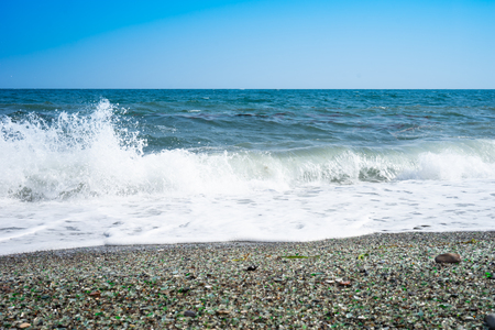 Marine landscape with views of Glass beach. Vladivostok, Russiaの写真素材