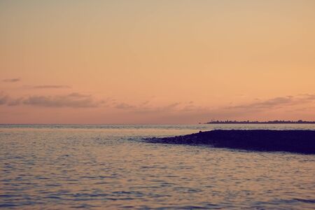 Beautiful seascape with orange sunset. Abkhaziaの写真素材