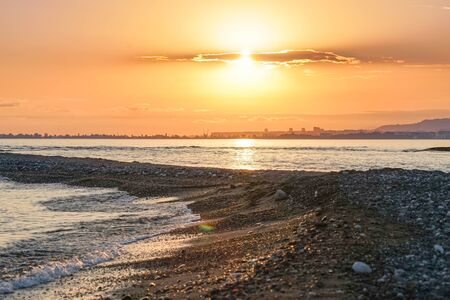 Beautiful seascape with orange sunset. Abkhaziaの写真素材