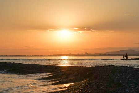 Beautiful seascape with orange sunset. Abkhaziaの写真素材