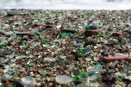 Glass beach of Vladivostok. Natural background of sea glass.の写真素材