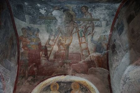 Pitsunda, Abkhazia - August 8, 2014: Christian religious frescoes of the Patriarchal Cathedral.のeditorial素材