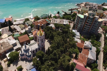 Yalta, Crimea - June 8, 2018: Aerial view of the urban landscape.