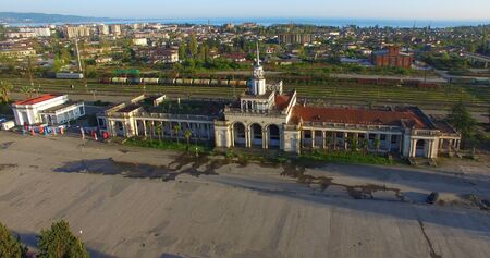 Sukhumi, Abkhazia - June 20, 2018: Aerial view of the urban landscape. View of the railway station.の写真素材