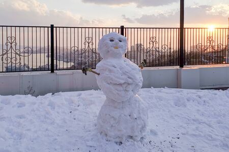 Bigfoot on the background of the urban landscape during sunset.の写真素材