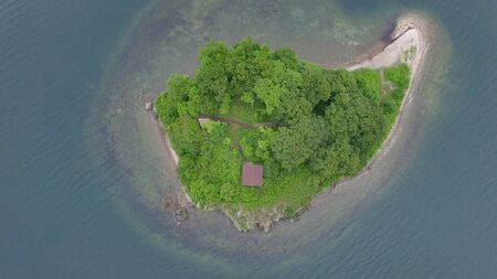Air review of the island of Papenberg in the sea of Japan. Vladivostok, Russiaの写真素材