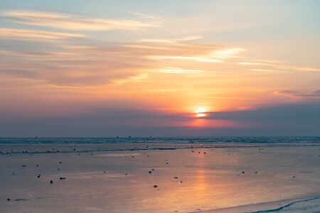 Panorama seascape ice beach. Vladivostok, Primorsky Kraiの写真素材