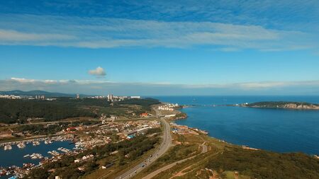 Seascape in the Eastern Bosphorus Strait. Vladivostok, Russiaの写真素材