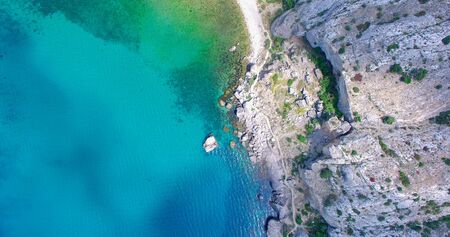 Aerial view of the mountain landscape by the sea. Sudak, Crimeaの写真素材