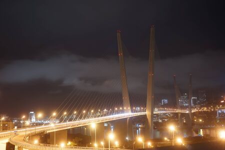 Night landscape with a view of the Golden bridge.の写真素材