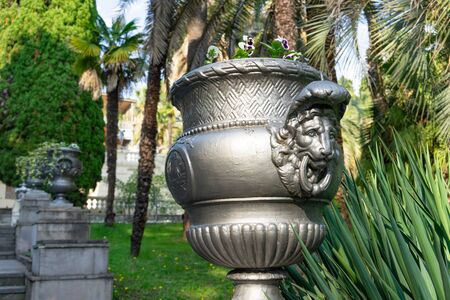 Sochi, Russia-October 7, 2016: Avenue of the arboretum with vases and trees.のeditorial素材