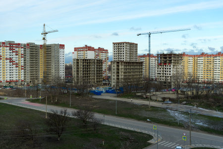 Krasnodar, Russia-January 13, 2018 Construction of a new neighborhoodのeditorial素材