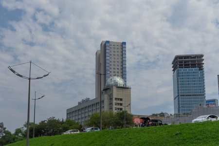 Vladivostok, Primorsky Krai-September 3, 2019: cityscape overlooking the Mariinsky theatre.