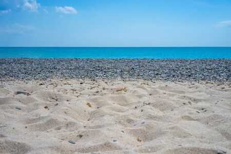 Seascape. Sand and pebble beach in the vicinity of Yevpatoria, Crimea.の写真素材