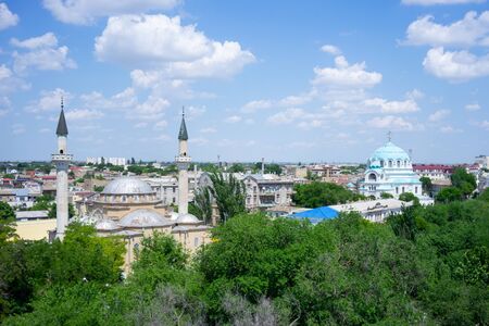 Evpatoria, Crimea - may 24, 2018: Aerial view of the cityscape with streets and landmarks.のeditorial素材