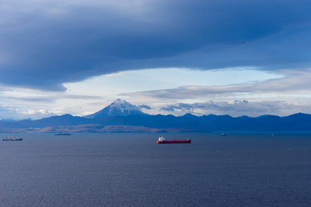 Marine landscape with views of the Avacha Bay. Petropavlovsk-Kamchatsky, Russiaの写真素材