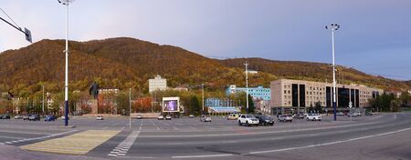 Petropavlovsk-Kamchatsky, Russia - October 4, 2019: cityscape with a view of the landmarks of the city.のeditorial素材