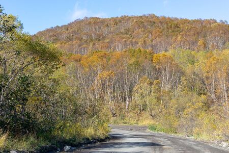 Kamchatka, Russia. The natural landscape with a country road.の写真素材