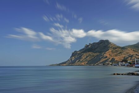 Seascape with mountain views. Koktebel, Crimea.の写真素材