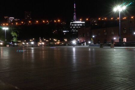 Landscape of the night city overlooking the embankment of the Tsarevich.の写真素材