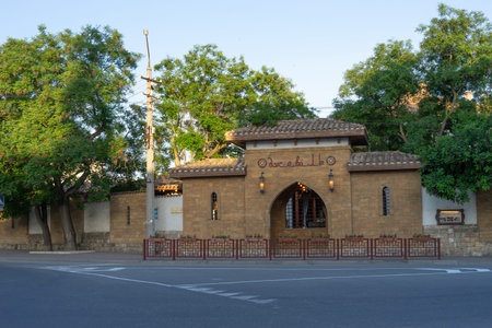 Evpatoria, Crimea-may 25, 2018:Streets of the old town overlooking the restaurant Jevalのeditorial素材