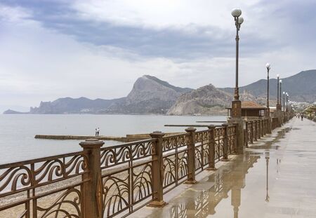 Sudak, Russia. Seascape from the promenade of Sudak after the rain.の写真素材