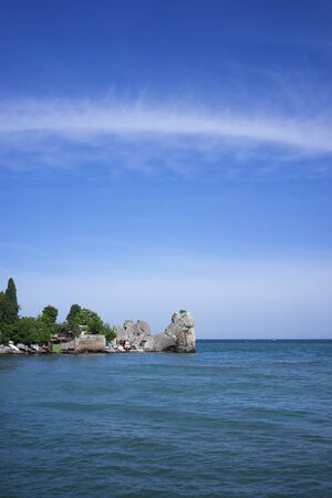 Gurzuf, Crimea. Marine vertical landscape with views of the coastline.の写真素材