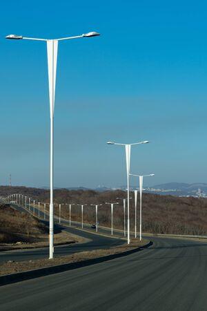 Landscape with a road on the Russian island. Vladivostok, Primorsky Kraiの写真素材