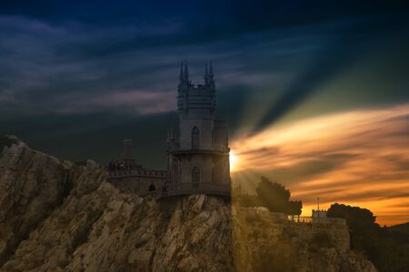 The dramatic landscape with views of the swallow's nest castle. Yalta, Crimeaの写真素材