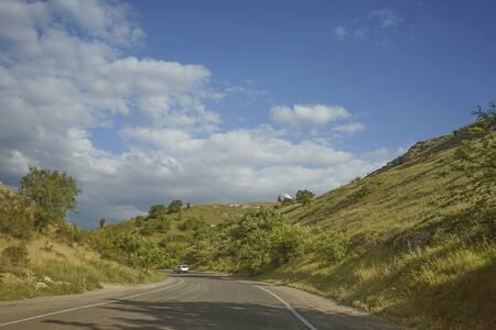 Landscape with road near Sevastopol, Crimea.の写真素材