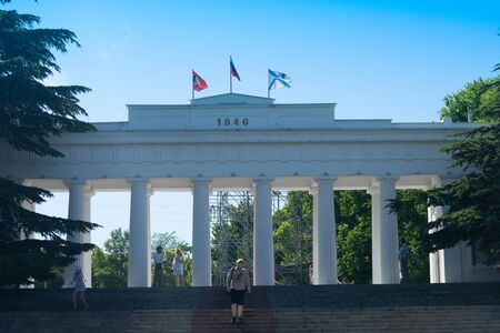 Sevasopol, Crimea - may 31, 2019: Urban landscape with a view of the colonnade of the Count's Wharf.のeditorial素材