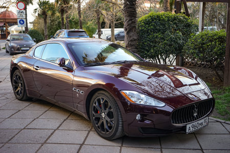 Yalta, Crimea-March 14, 2015: Beautiful and expensive car on the street of the city.