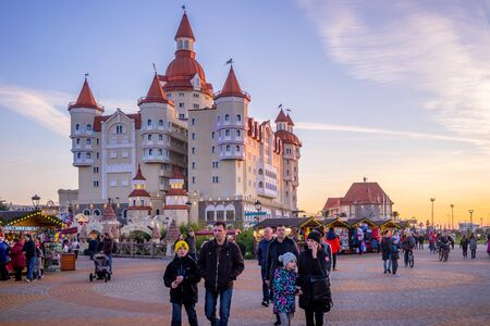 Sochi, Russia-January 7, 2018: Beautiful landscape with a castle-like building.のeditorial素材