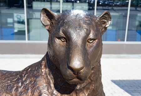Vladivostok, Russia-October 9, 2019: Sculpture at the airport building.のeditorial素材