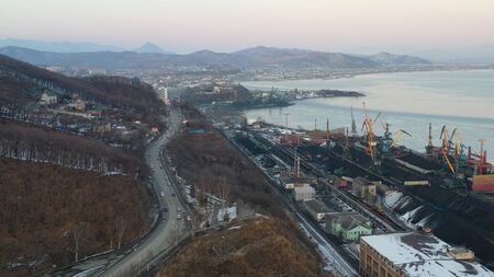 Aerial view of the city landscape. Nakhodka, Russia.の写真素材