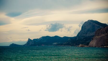 Seascape with mountain views. Sudak, Crimea.の写真素材