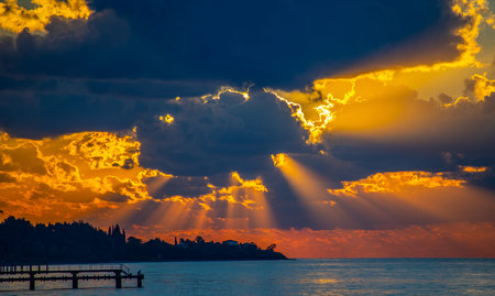 Beautiful sunset over the sea landscape.