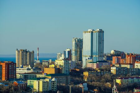 Urban landscape with buildings and architecture. Vladivostok, Russiaの写真素材