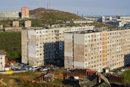 Vladivostok, Russia-may 10, 2020: Urban landscape with views of streets and architecture.のeditorial素材