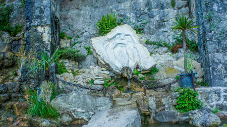 New Athos, Abkhazia-July 19, 2013: Rock with sculptures. Tourist attraction.のeditorial素材