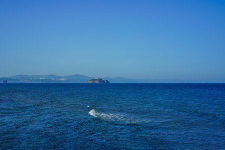 Seascape in blue tones. The natural background.