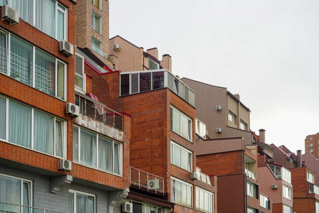 Vladivostok, Russia-July 6, 2020: Urban landscape with views of buildings and architecture.のeditorial素材