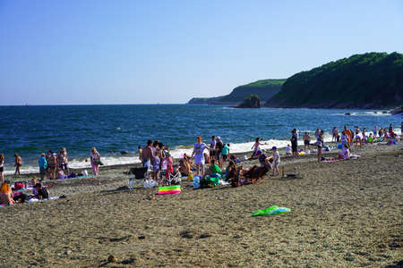 Vladivostok, Russia-July 17, 2020: Seascape with people in Glass Bay.のeditorial素材