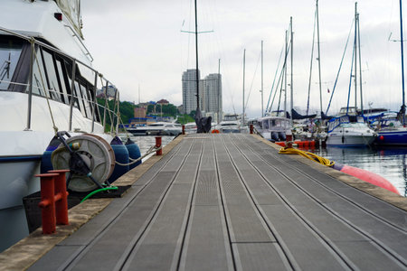 Berth in a yacht Parking lot on a blurry background.