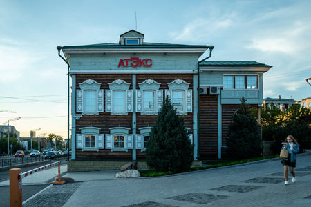Irkutsk, Russia-September 18, 2020: Urban landscape with views of buildings and architecture.のeditorial素材