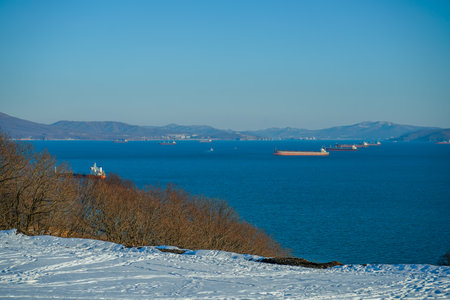 Natural landscape with a view of Nakhodka Bay. Primorsky Krai, Russiaの写真素材